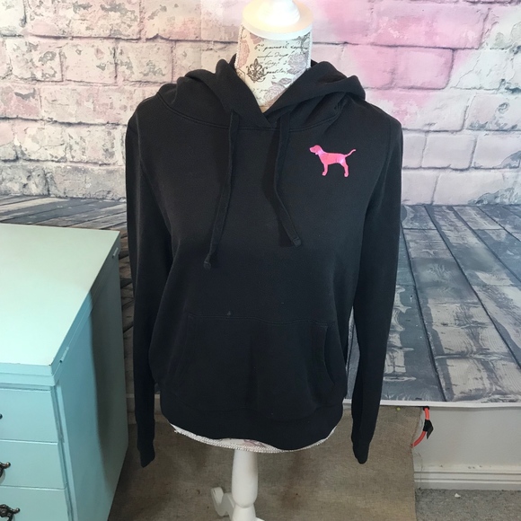 PINK Victoria's Secret Jackets & Blazers - Love Pink Size Large Black Hoodie